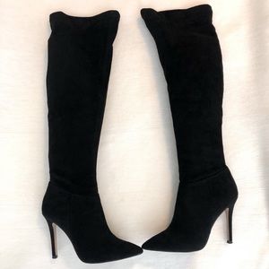 BCBGMAXAZRIA Black Evie Faux-Suede Boot OTK Size 9